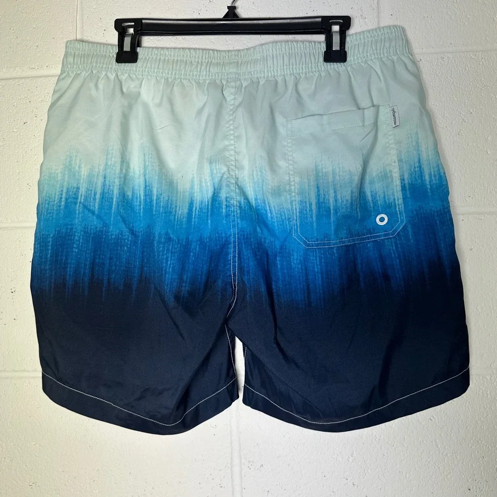 Maamgic Swim Trunks‎ Gradient Blue Swim Shorts with Liner mens XL
